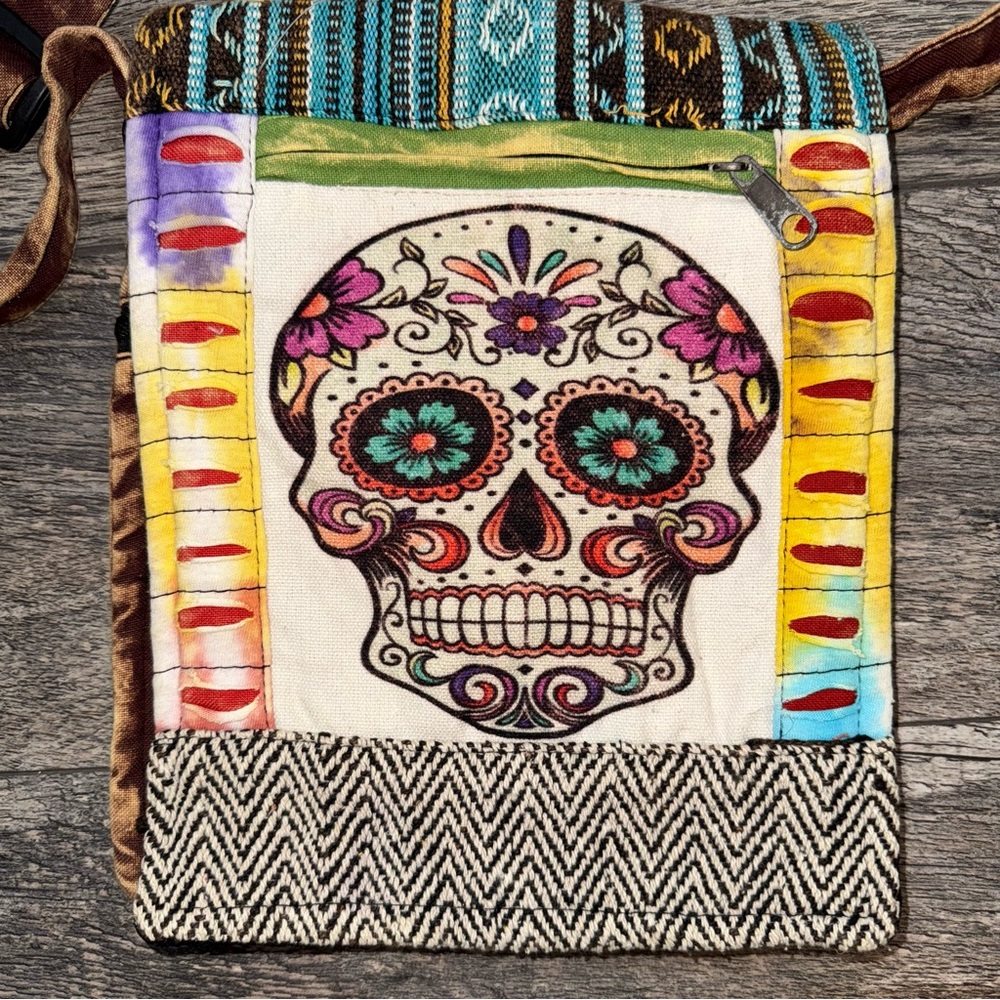 Rising International Purse Small Tote-Skull Print-Made in Nepal-Cotton-NWT - Picture 2 of 7